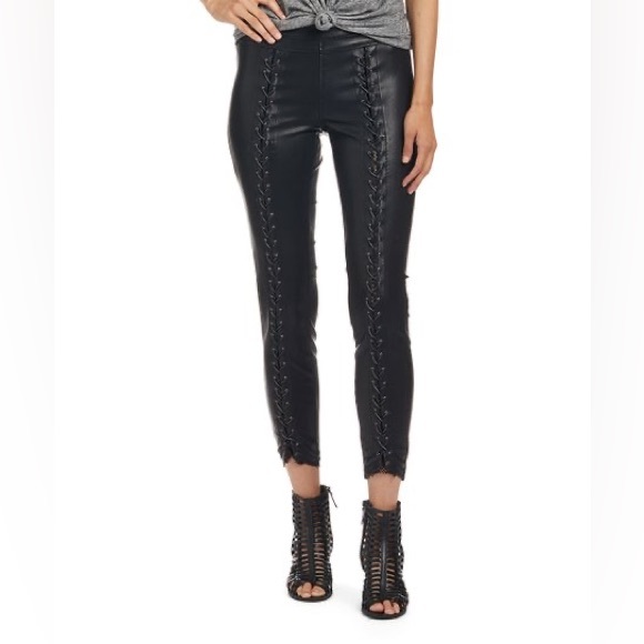 Blank NYC Black Easy Street Lace-Up Skinny Pants high rise women’s size 25 vegan - Picture 1 of 5